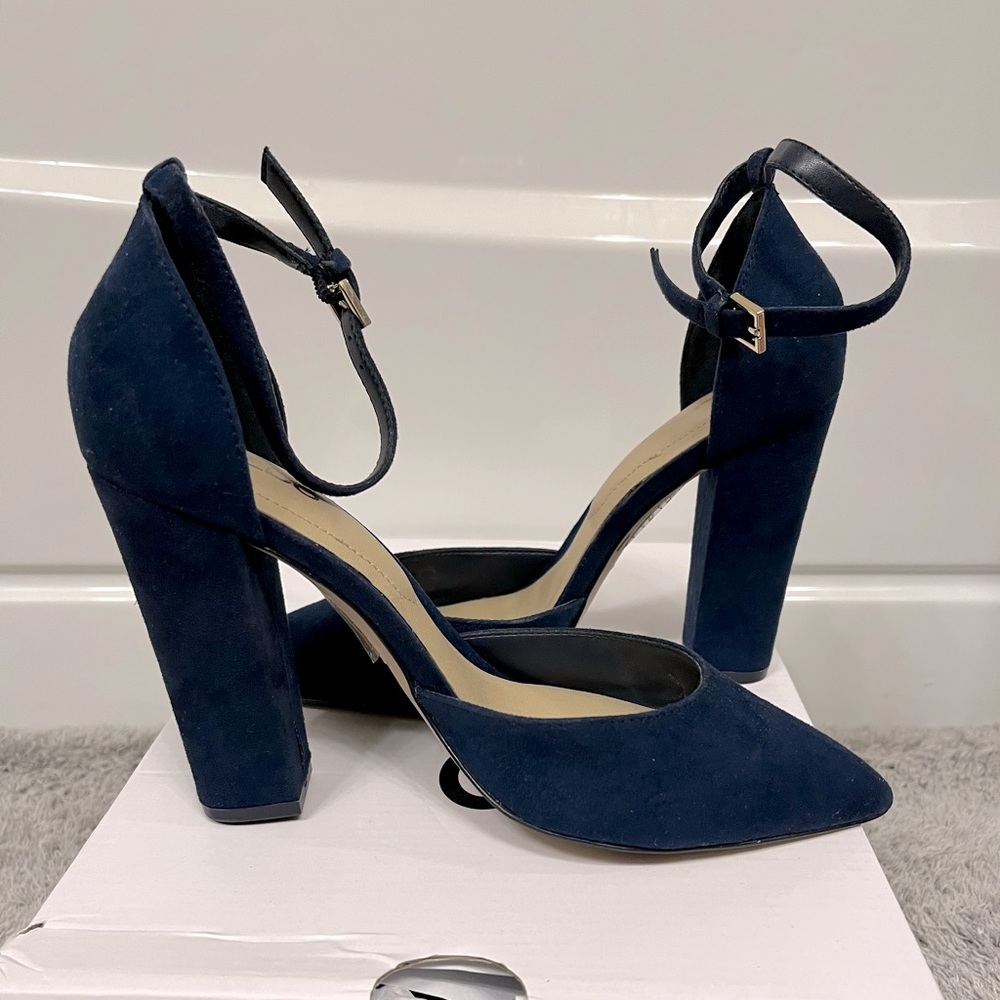 Aldo. 4 inch heels. Size 5. “Nicholes” Blue suede. Worn once.